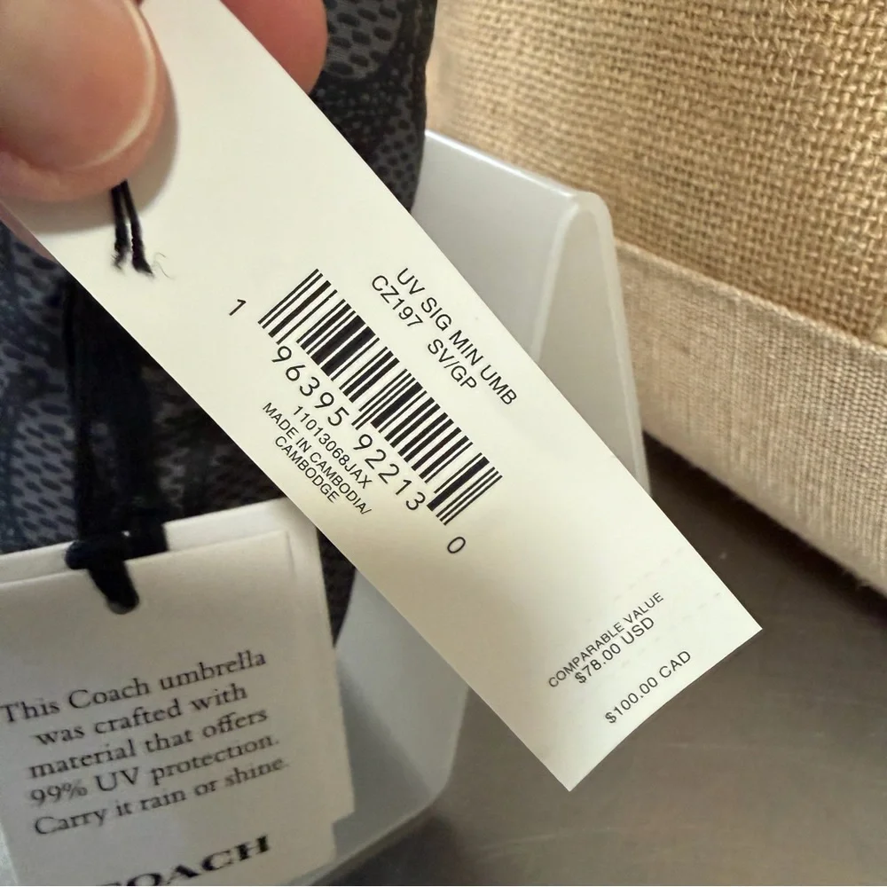 Coach Mini Black and Gray Umbrella with UV protection / CZ197 - Picture 5 of 9